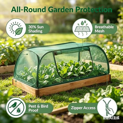 2Pack Raised Garden Bed Covers(45"X22"X18"), Pop Up Mesh Plant & Vegetable Cover,30% Sunblock Plant Shade Tent, Outdoor Planter Protection, Sun & Insect Guard