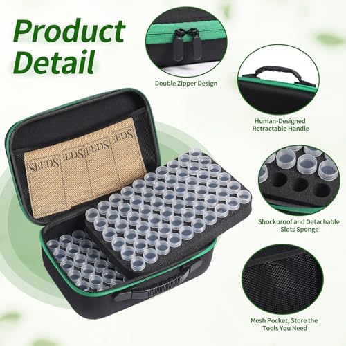 Douorgan Seed Storage Box, Portable Seed Saving Box, Sturdy Seed Organizer Kit Seed Envelopes Funnel Label, Seed Container for Flower Plants Vegetable Seed, L-120 Slots
