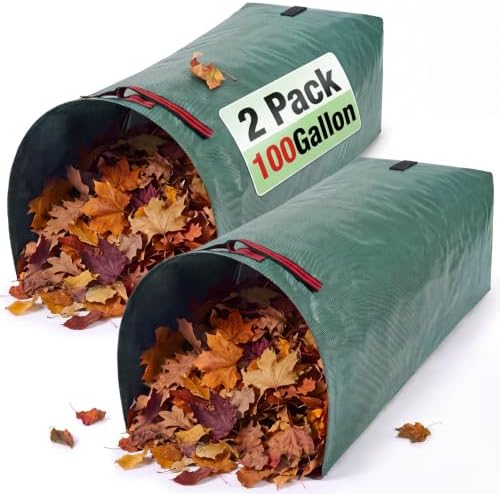2 Packs 100 Gallon Dustpan Leaf Bags Collapsible Waste Collector