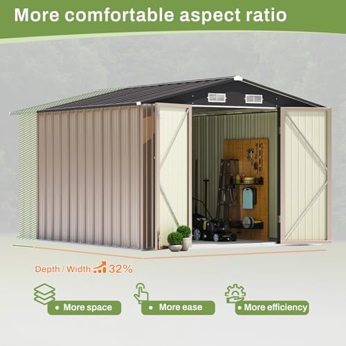 Patiowell 8x10 FT Outdoor Storage Shed, Brown