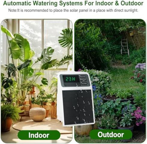 Solar Automatic Drip Irrigation System Kit Anti-Siphoning For 10 Potted Plants DIY Automatic Timing Watering for 15 Days Waterproof with Digital Display Auto Plant Waterer Outdoor Indoor Balcony Patio