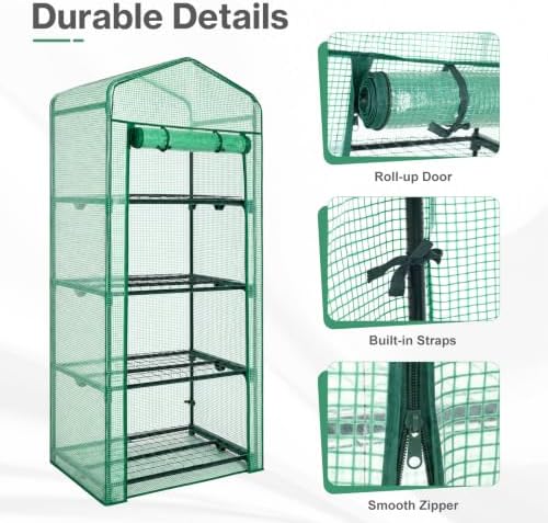 4-Tier Mini Greenhouse for Indoor and Outdoor Plants, 27x19x63 Inch