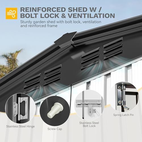 DWVO 7'x5' Large Metal Outdoor Storage Shed, Tool Sheds, White