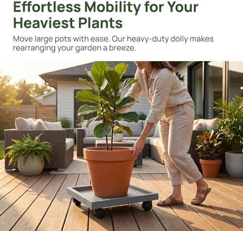 Square Plant Dolly Flower Pot Mover with Lockable Wheels
