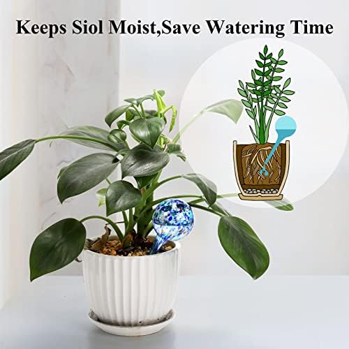 Fasmov 6 Pieces Automatic Watering Bulbs, Plant Watering, Decorative Garden Watering Cans Glass drip Ball, Automatic Watering System, 2.36 inch Diameter, Assorted Colors