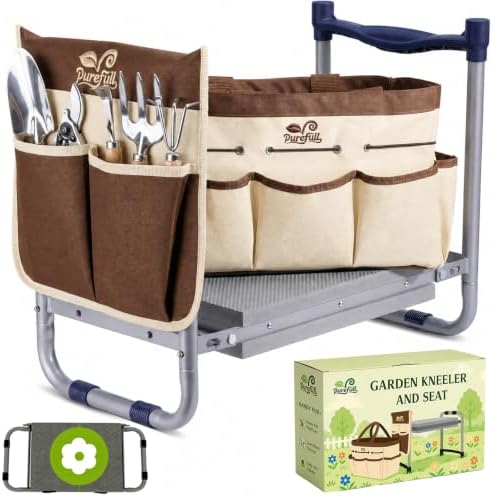 2-in-1 Heavy Duty Foldable Garden Kneeler And Stool With EVA Pad, Brown