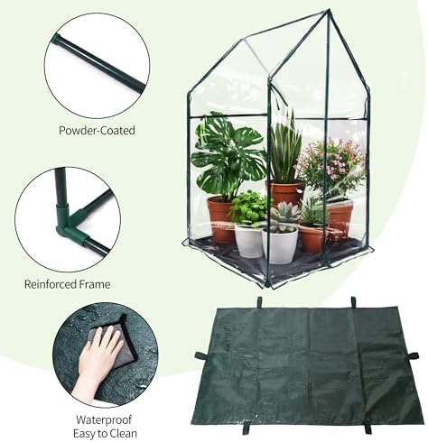 Mini Greenhouse 36"x36"x58.5" Plant Cover Tent Seed Starting Waterproof Floor Mat Small Plant Tent for Use on Patio Balcony Porch & Indoors/Outdoors
