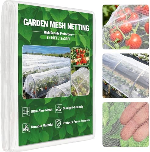 Garden Netting 8x33FT Ultra-Fine Mesh PE Cover for Vegetables Fruits Garden Row Cover Raised Bed Durable Protection from Birds Animals
