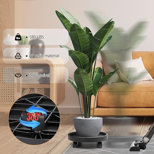 2 Pack Plant Caddy with Wheels, 12.6 inch Rolling Plant Stands