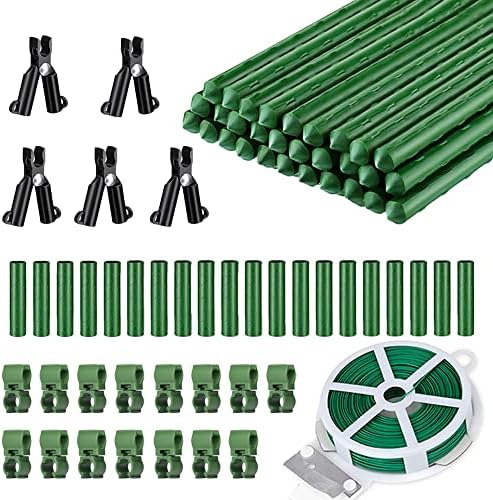 7/16" Garden Stakes,30pcs 16" Plant Stakes DIY 3ft 4ft 5ft 6ft Plant Support Sticks,Plant Support Stake with Sturdy Steel Core to Build Plant Trellis for Outdoor Garden Vegetables