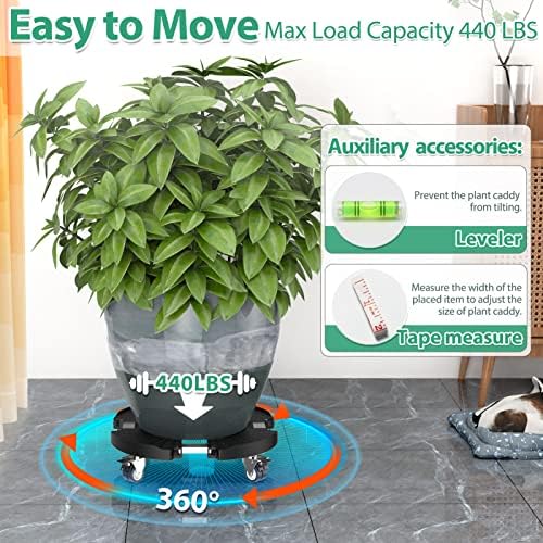 VANCASTLE Plant Caddy with Lockable Wheels 15-22'' Adjustable Plant Stand
