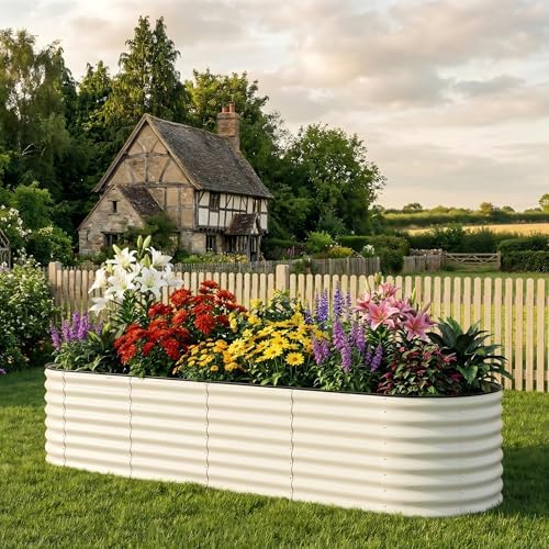Garvee 8x2x1.5ft Galvanized Raised Garden Bed, Outdoor Metal Planter Box