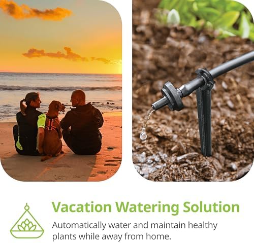 Raindrip R560DP Drip Watering System, Automatic Drip Irrigation System with Timer for Containers and Hanging Baskets, Waters up to 20 Plants, Includes 20 Drippers, Black