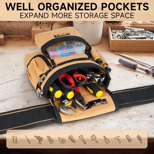LEFOR·Z Tool Belt with Suspenders,27-Pockets Heavy Duty Tool Belts for Men
