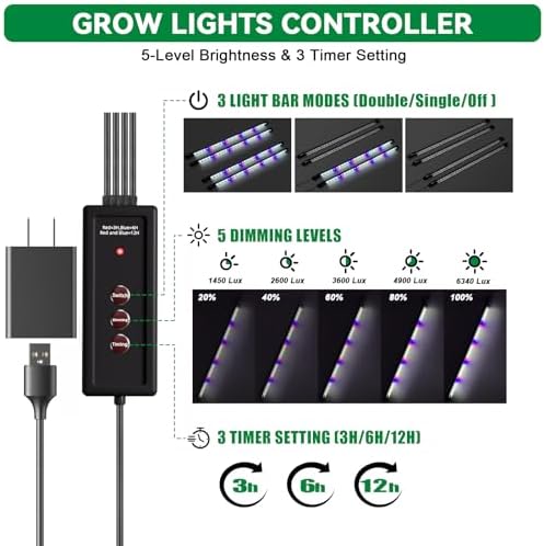 Seed Starter Tray with Grow Light,2 Pack 72 Cells Seed Starter Kit with Humidity Dome, Seed Starting Trays for Indoor Plant,Seedling Starter Trays for Germination