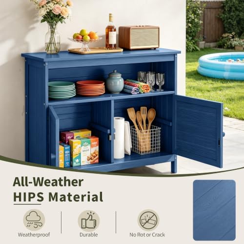 Outdoor Storage Cabinet, HIPS Potting Bench Table, Patio Sideboard
