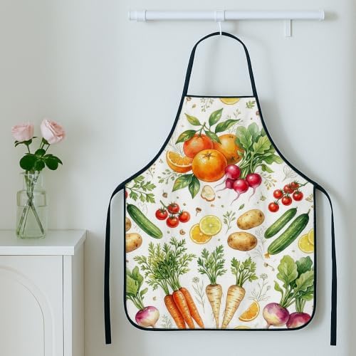 Garden Harvest Vegetable Print Vegetables Watercolor Kitchen Apron