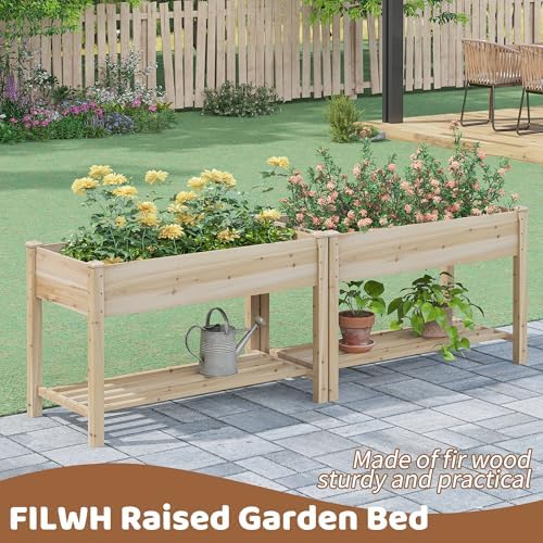Raised Garden Bed with Legs Elevated Wooden Planter Box Stand Large Planter Stand Box for Fruits Vegetables Flowers with Divider with Bag - 48 * 24 * 30.5IN