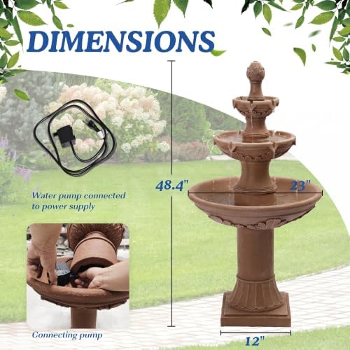 48.4" H Italian Outdoor Water Fountains, Fountains and Waterfalls