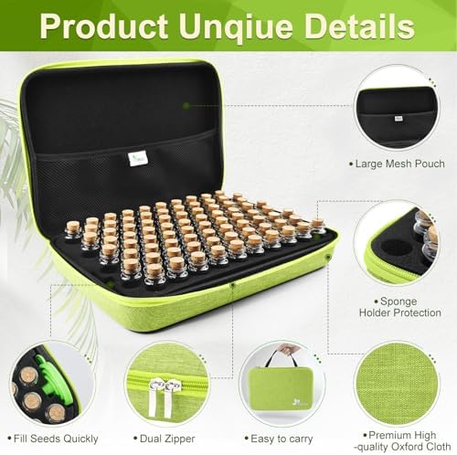 80 Slots Seed Storage Organizer with 40 Seed Envelopes, Sturdy Organizer Storage Box with Label Stickers, Glass Container for Flower Vegetable Garden Seed Saving (Seeds not Included)