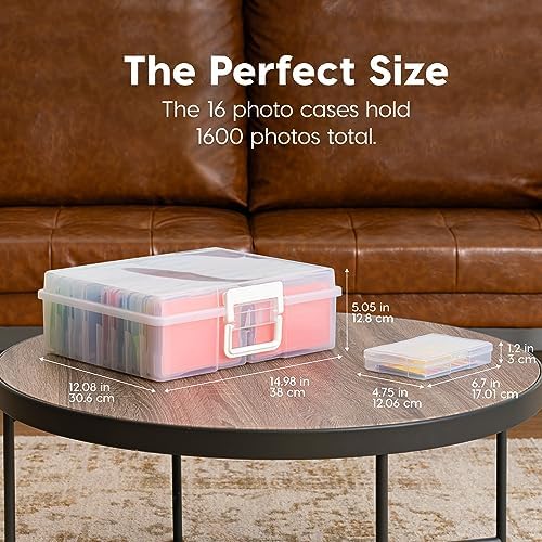 IRIS USA Photo Storage Box |Made in USA| 16 Cases - Clear