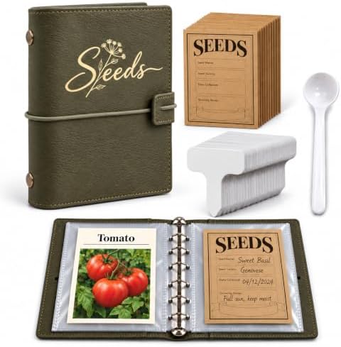 Tirphy Seed Storage Organizer, 50 Clear Pockets, Seed Binder for Gardeners