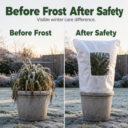 New Plant Frost Protection Covers with Viewing Window (Green * 23.6" W x 31.5" H)