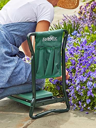 Burpee Multi-Function Garden Kneeler Seat with Padded Cushion and Detachable Tool Bag, Versatile Garden Stool with Foldable Frame, Ideal for Outdoor Gardening Enthusiasts (Green)