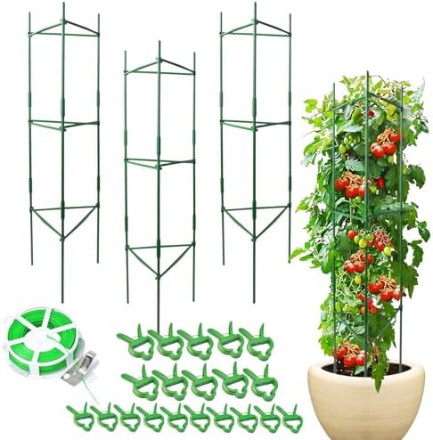 3 Pack Tomato Cage for Garden & Pots, Rust-Resistant Metal Plant Support