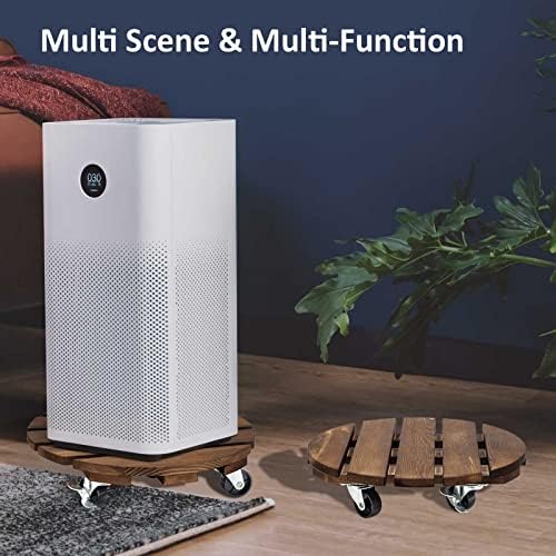 2pack Plant Caddy 12’’Wood Duty Rolling Plant Stand with 2 360° Lockable Caster Wheels,Indoor Outdoor on Roller Patio/Flower Pot/Succulent Pots