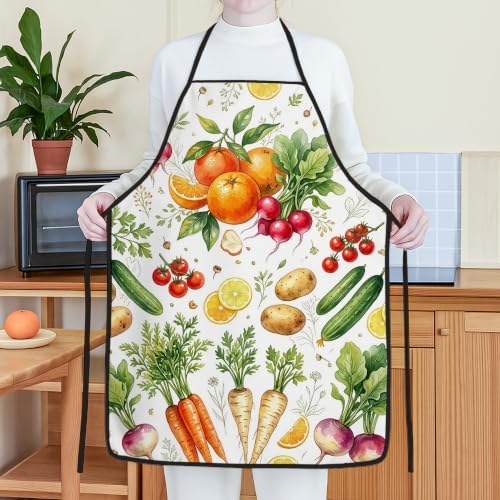 Garden Harvest Vegetable Print Vegetables Watercolor Kitchen Apron