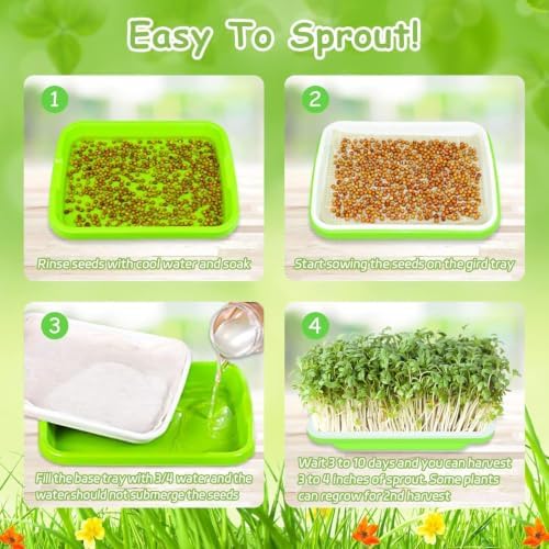 10 Pack Seed Sprouter Trays, Microgreens Growing Trays Kit