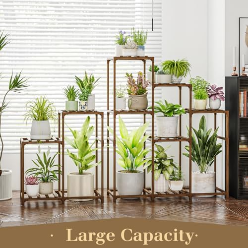 Bamworld 2 Sets Plant Stands Indoor Tall Shelves Outdoor for Multiple