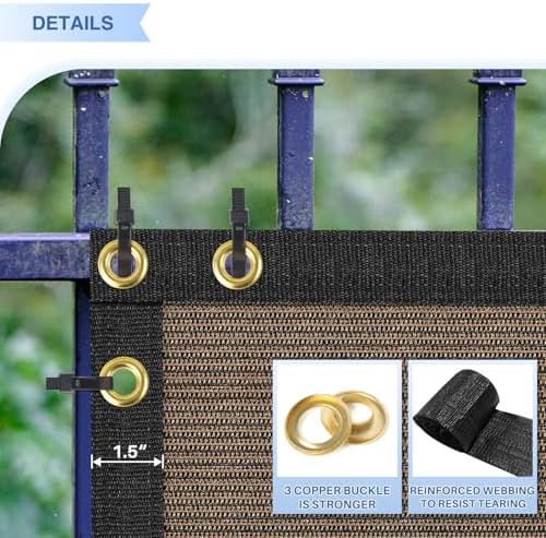 E&K Sunrise 6' x 168' Privacy Fence Screen with Grommets, Outdoor Windscreen Fence Covering Privacy Screen UV Blockage for Backyard Garden Patio, Zip Ties Included (Brown)