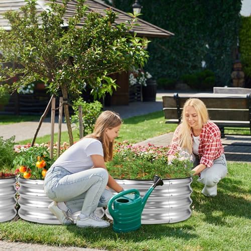 Raised Garden Bed,Galvanized Raised 2×2×1ft Planter Boxes Outdoor with Easy Assembly, Round Garden Bed for Vegetables, Fruits, Flowers