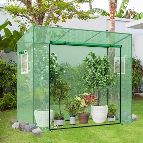 Happygrill Mini Greenhouse, Portable Walk-in Greenhouse with PE Cover