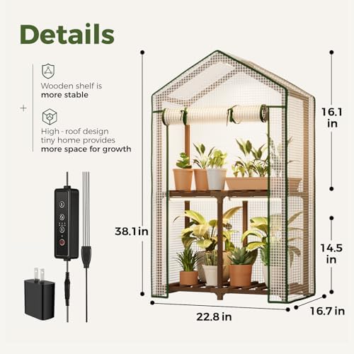 Bamworld 2-Tier Mini Greenhouse with Grow Light 15-Min Setup