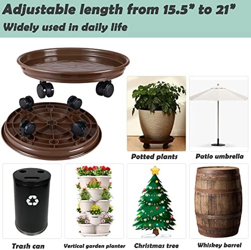 8 Packs 12 Inches Plant Caddy with PU Wheels Large Rolling Plant Stands Plastic Plant Roller Base Pot Movers Planter Saucer on Wheels Indoor Outdoor Wheeled Plant Dolly Planter Tray Coaster