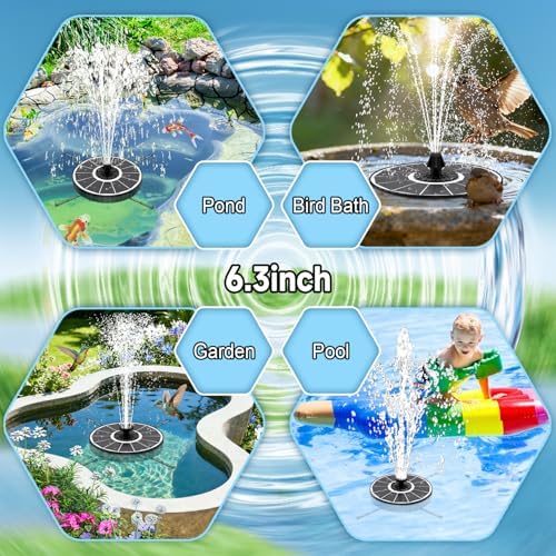 Yzert Solar Fountain, 3-Level Adjustable Water Height, 3.5W Glass Powerful Outdoor Fountain Pump with Rotating Rods & 7 Nozzles for Bird Bath, Garden, Pond, Patio, Flower Pot (2026 Model)