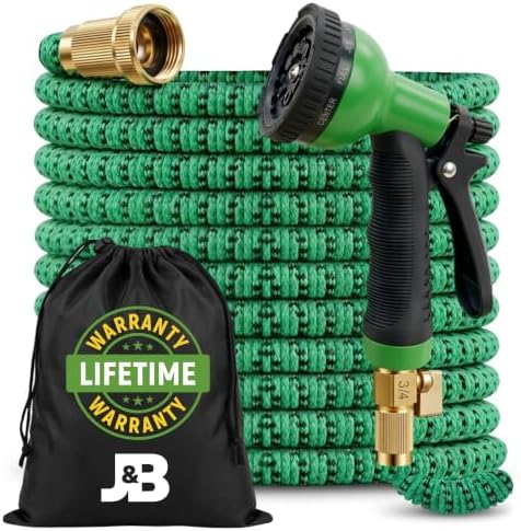 J&B XpandaHose 50ft Expandable Garden Hose, Lightweight, Brass Connectors