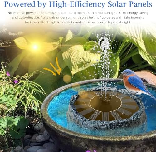 WANGIRO Solar Powered Bird Bath Fountain 7.8 Inch Dark Green