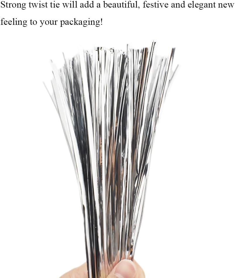 HAHIYO 300Pcs 8inches Silver Metal Twist Ties Bread Candy Coffee Bag Ties Plant Garden Twist Ties for Cellophane Treat Bags Gift Wraping Bags Plastic Bags Halloween Party Cake Present Art Crafts