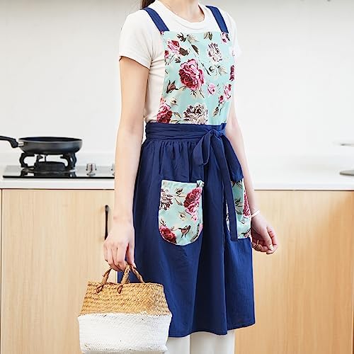 Pinknoke Vintage Pinafore Aprons for Women with Pockets for Kitchen