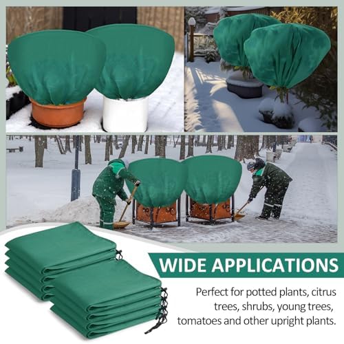 Winter Plant Covers Frost Protection Bags, Dark Green, 18 Pcs