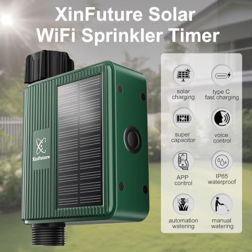 Solar WiFi Water Timer for Garden Hose, APP Smart Sprinkler Controller