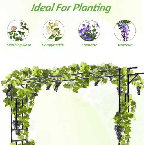 Garden Arch Trellis100.4 L×85.4" H Sturdy & Rustproof Flat Top Garden Arch