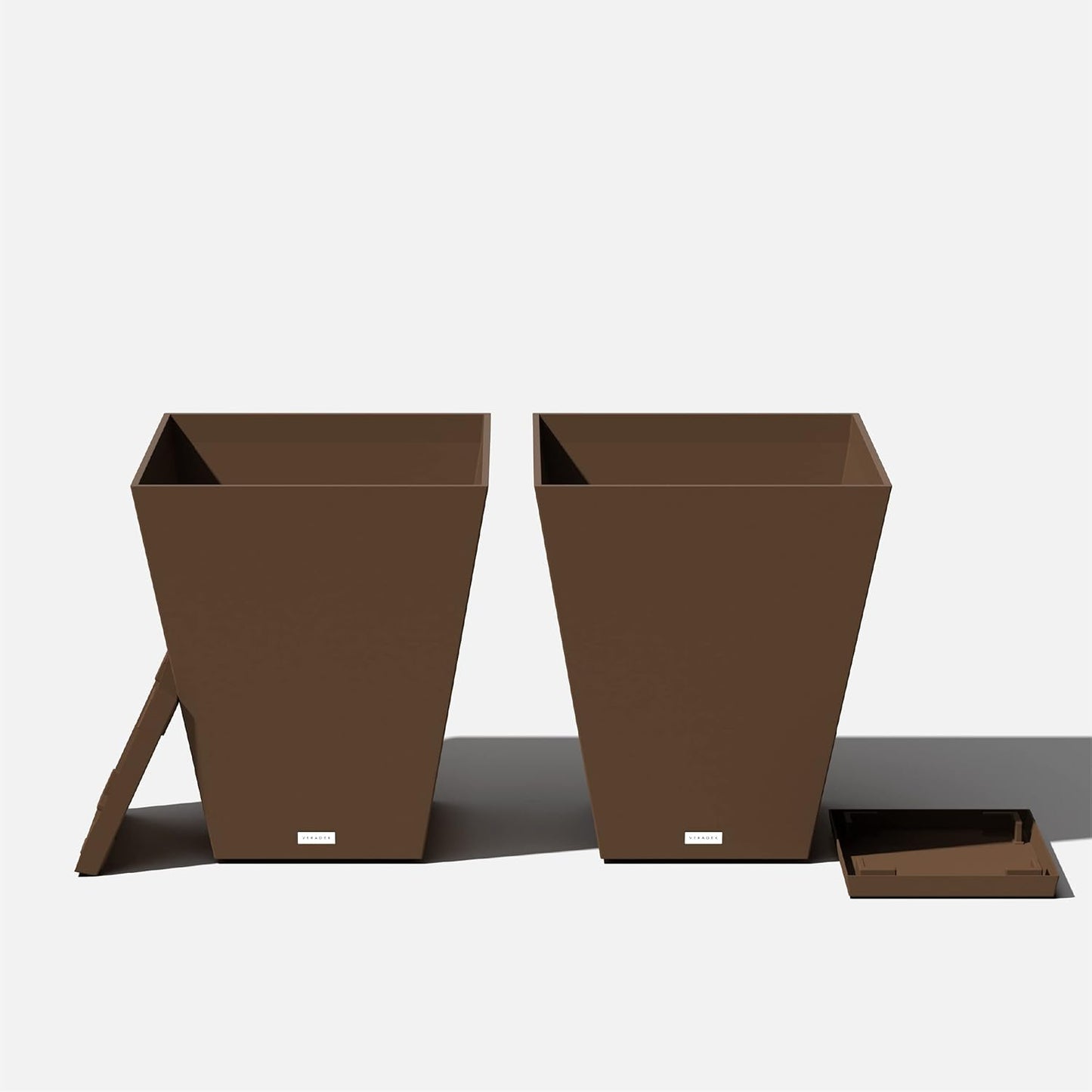 Veradek Nobleton Indoor/Outdoor Wide Square Planter (Espresso, 22 inch - 2 Pack with 2 Saucer Trays)