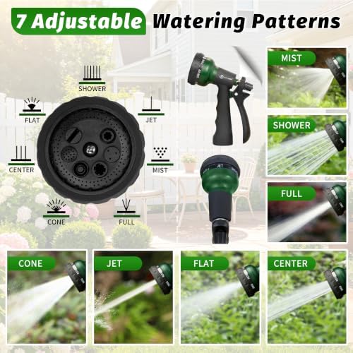 AUTOMAN Garden Hose Nozzle, Water Hose Sprayer Nozzle with 7 Adjustable Watering Patterns, Slip Resistant for Watering Plants, Lawn& Garden, Washing Cars, Cleaning, Showering Pets & Outdoor Fun.