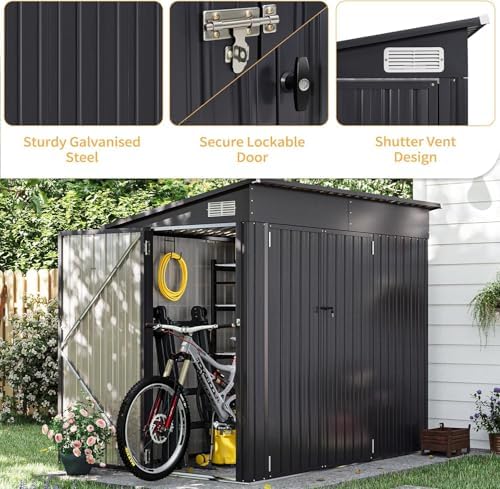 Aoxun 4'x8' Shed Outdoor Storage Shed with Triple Lockable Door