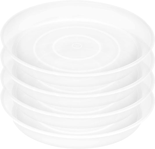 4 Pack of 16 inch Plant Saucer (13.8 Inch Base), 1.7" Depth Tray, Large Deep Garden Plastic Flower Planter Plant Trays for Indoors Outdoor Bath Bath (16", Clear)